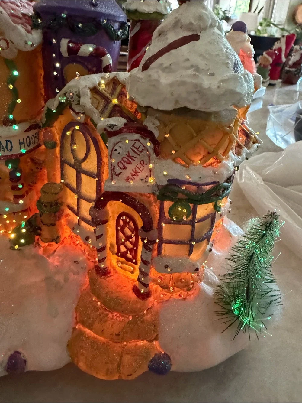 Vintage gingerbread Christmas village with